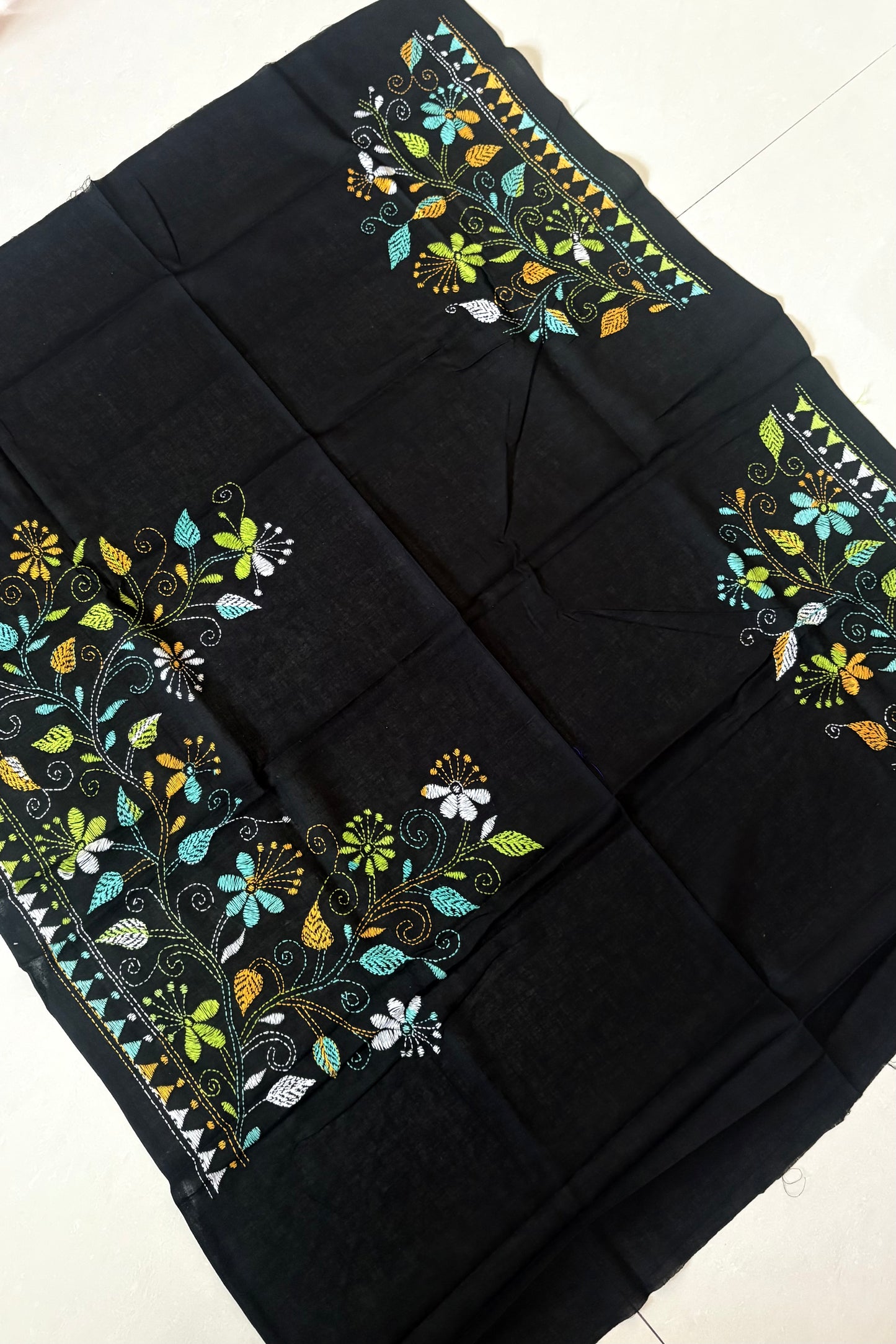 Cotton Kantha Work Blouse Piece- Code 51