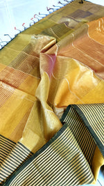 Load image into Gallery viewer, Maheshwari Silk Cotton Ombre Saree - Yellow
