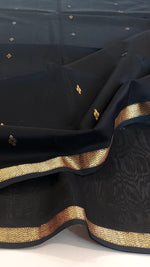Load image into Gallery viewer, Maheshwari Silk Cotton Saree - Black
