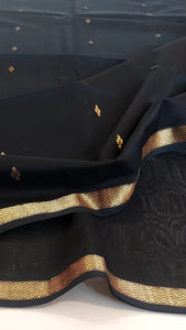 Maheshwari Silk Cotton Saree - Black