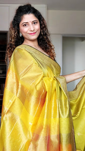 Maheshwari Silk Cotton Ombre Saree - Yellow