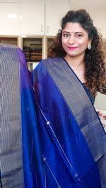Load image into Gallery viewer, Maheshwari Silk Cotton Ombre Saree - Deep Blue

