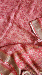 Pure Linen Digital Print Saree in Hues of Red