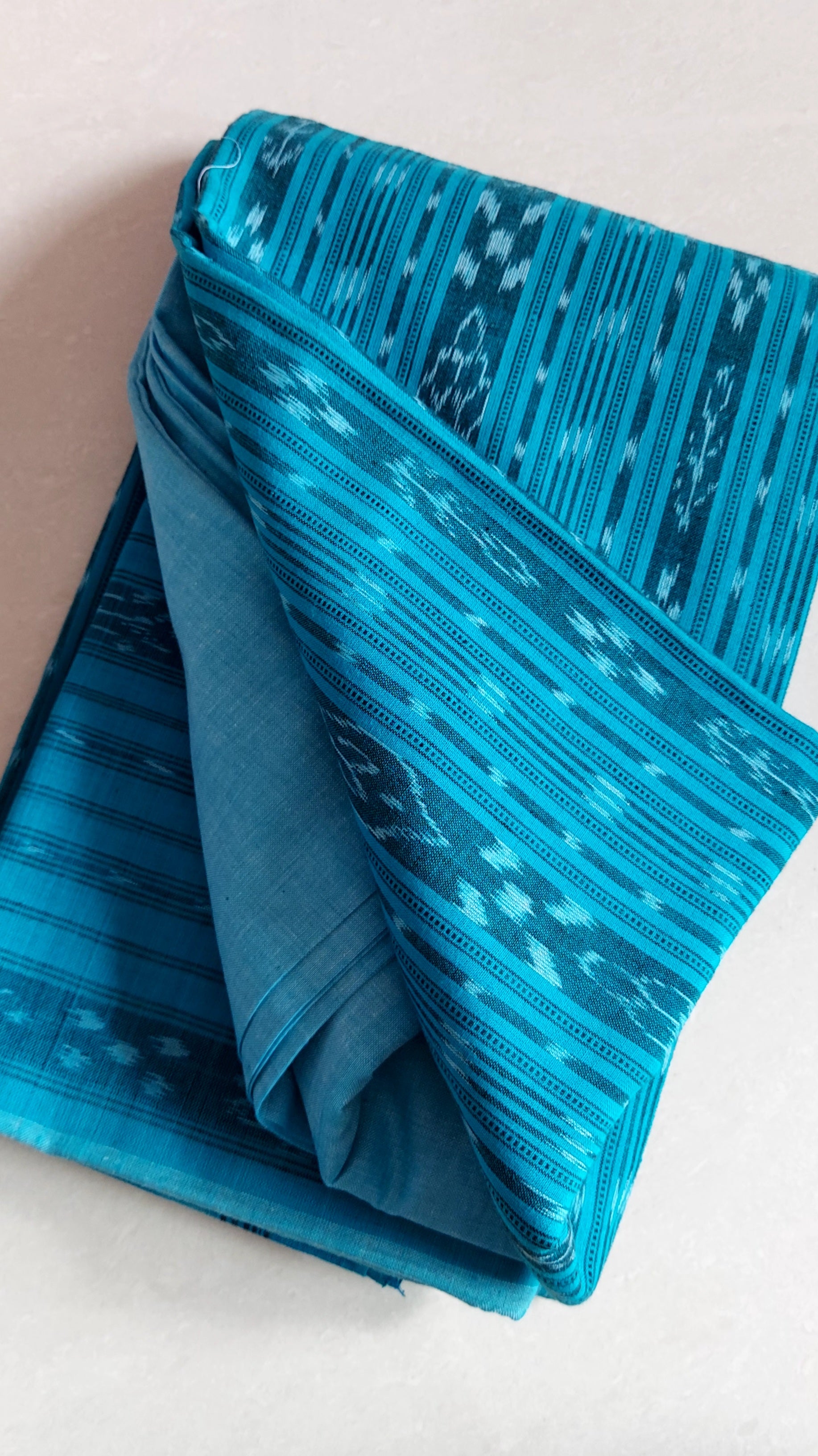 Pure Cotton Ikkat 3 Piece Dress Material-Blue