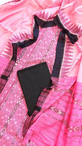 Pure Cotton Ikkat 3 Piece Dress Material-Pink