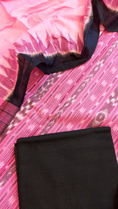 Pure Cotton Ikkat 3 Piece Dress Material-Pink