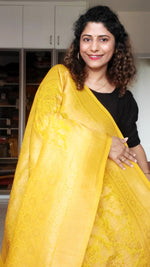 Load image into Gallery viewer, Banarasi Chiffon-Georgette Saree- Yellow
