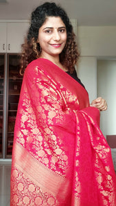 Banarasi Chiffon-Georgette Saree- Red