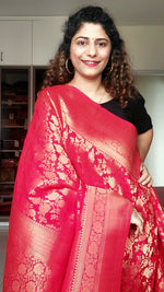 Load image into Gallery viewer, Banarasi Chiffon-Georgette Saree- Red
