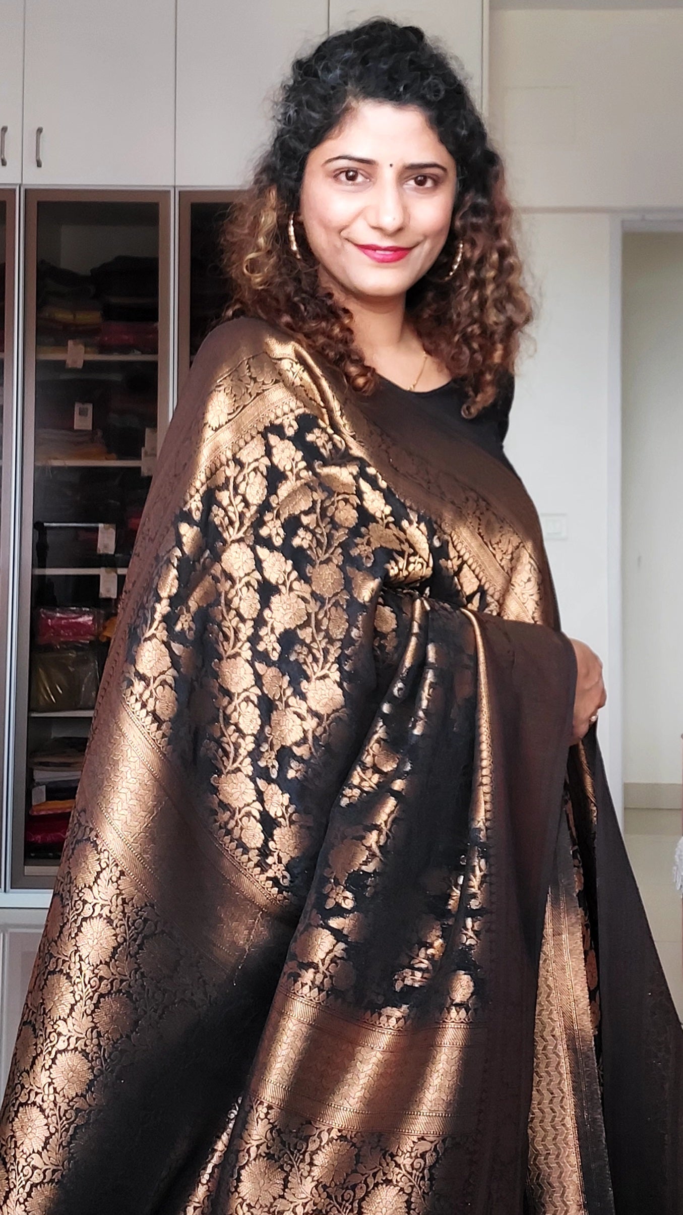 Banarasi Chiffon-Georgette Saree- Black