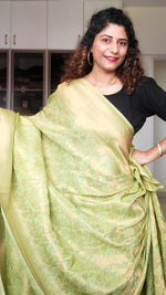 Load image into Gallery viewer, Banarasi Chiffon-Georgette Saree- Pista Green
