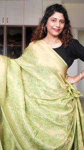 Banarasi Chiffon-Georgette Saree- Pista Green