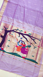 Load image into Gallery viewer, Cotton Paithani Saree With Radha Krishna Pallu- Light Purple
