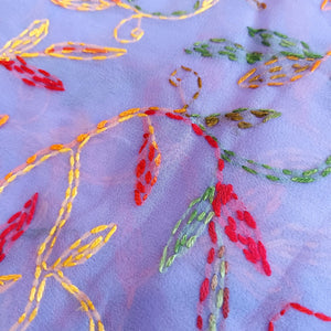 Multi Color Thread Tepchi Work Chikankaari Saree-Lavender