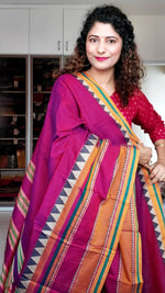 Load image into Gallery viewer, Narayanpet Mercerized Cotton Saree With Broad Border - Burgundy
