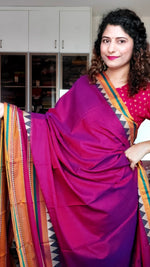 Load image into Gallery viewer, Narayanpet Mercerized Cotton Saree With Broad Border - Burgundy
