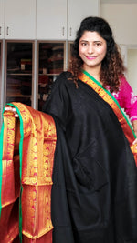 Load image into Gallery viewer, Narayanpet Mercerized Cotton Saree With Zari Border - Black
