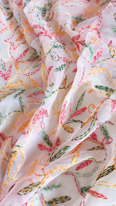 Multi Color Thread Tepchi Work Chikankaari Saree-Pale Pink