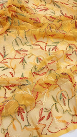 Load image into Gallery viewer, Multi Color Thread Tepchi Work Chikankaari - Mustard Yellow
