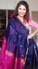 Load image into Gallery viewer, Maheshwari Silk Cotton Saree - Violet
