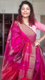 Load image into Gallery viewer, Maheshwari Silk Cotton Ombre Saree - Fuchsia Pink
