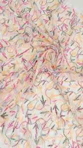 Multi Color Thread Tepchi Work Chikankaari Saree-Pale Pink