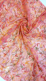 Load image into Gallery viewer, Multi Color Thread Tepchi Work Chikankaari - Coral Pink
