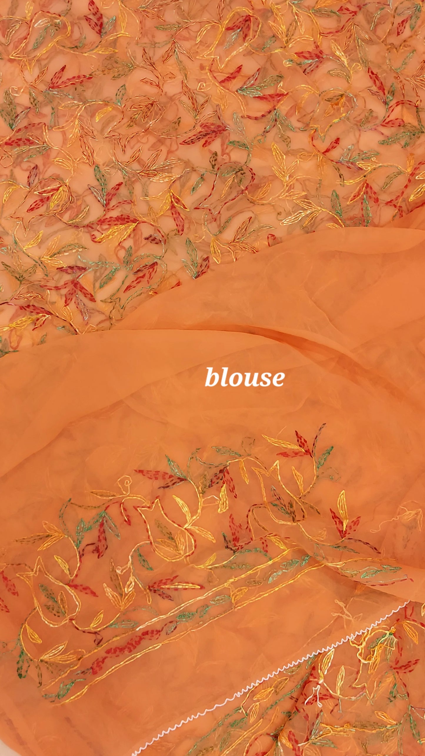 Multi Color Thread Tepchi Work Chikankaari - Orange