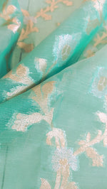 Load image into Gallery viewer, Semi Organza Banarasi Saree- Turquoise
