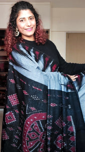 Kargil Cotton Saree- Grey Red
