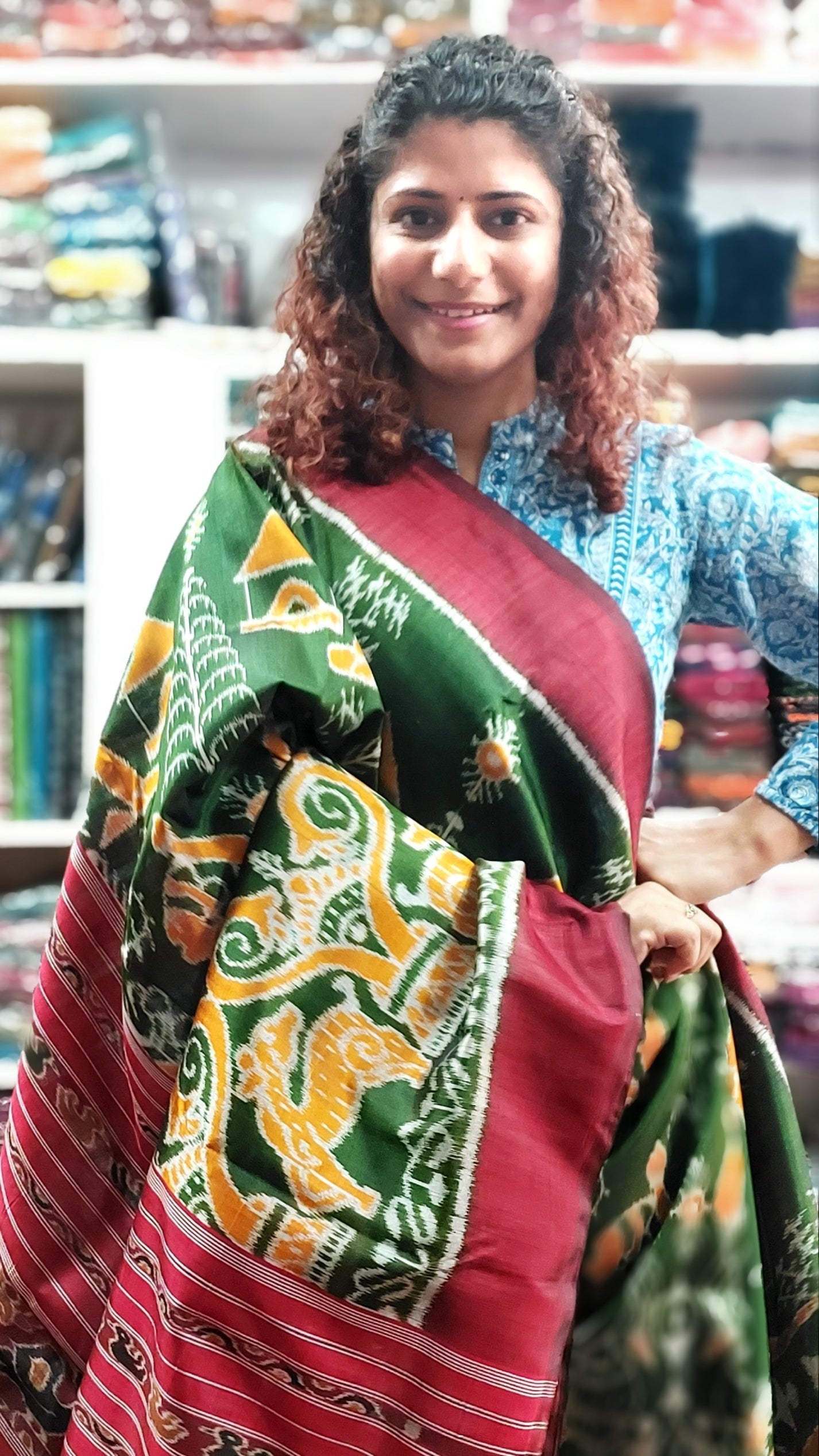 Odisha Ikkat Pure Silk Saree- Green – My Clothing Treasure