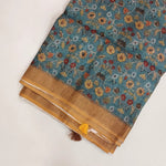 Load image into Gallery viewer, Pure Linen Kalamkari Saree in Teal
