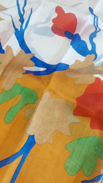 Load image into Gallery viewer, Murshidabad Pure Silk Sarees Hand block Print- Cream and Multi Color
