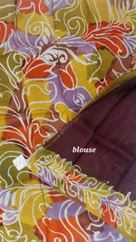Load image into Gallery viewer, Murshidabad Pure Silk Saree With Hand Wax Batik- Deep Plum

