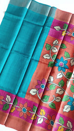 Load image into Gallery viewer, Pure Tussar Silk Saree With Hand Kalamkari- Multi Color
