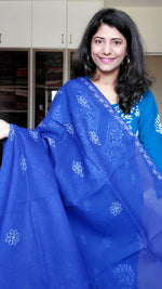 Load image into Gallery viewer, Chikankari Cotton Saree-Blue
