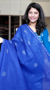 Chikankari Cotton Saree-Blue