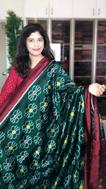 Load image into Gallery viewer, Odisha Ikkat Pure Silk Saree- Bottle Green
