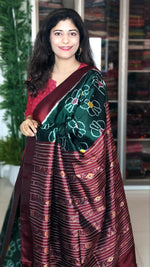 Load image into Gallery viewer, Odisha Ikkat Pure Silk Saree- Bottle Green
