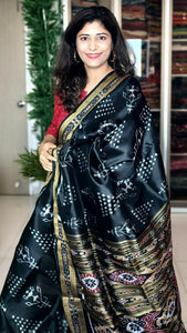 Odisha Ikkat Khandua Silk Saree - Black