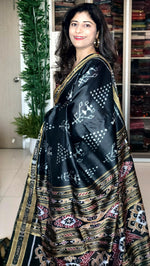 Load image into Gallery viewer, Odisha Ikkat Khandua Silk Saree - Black
