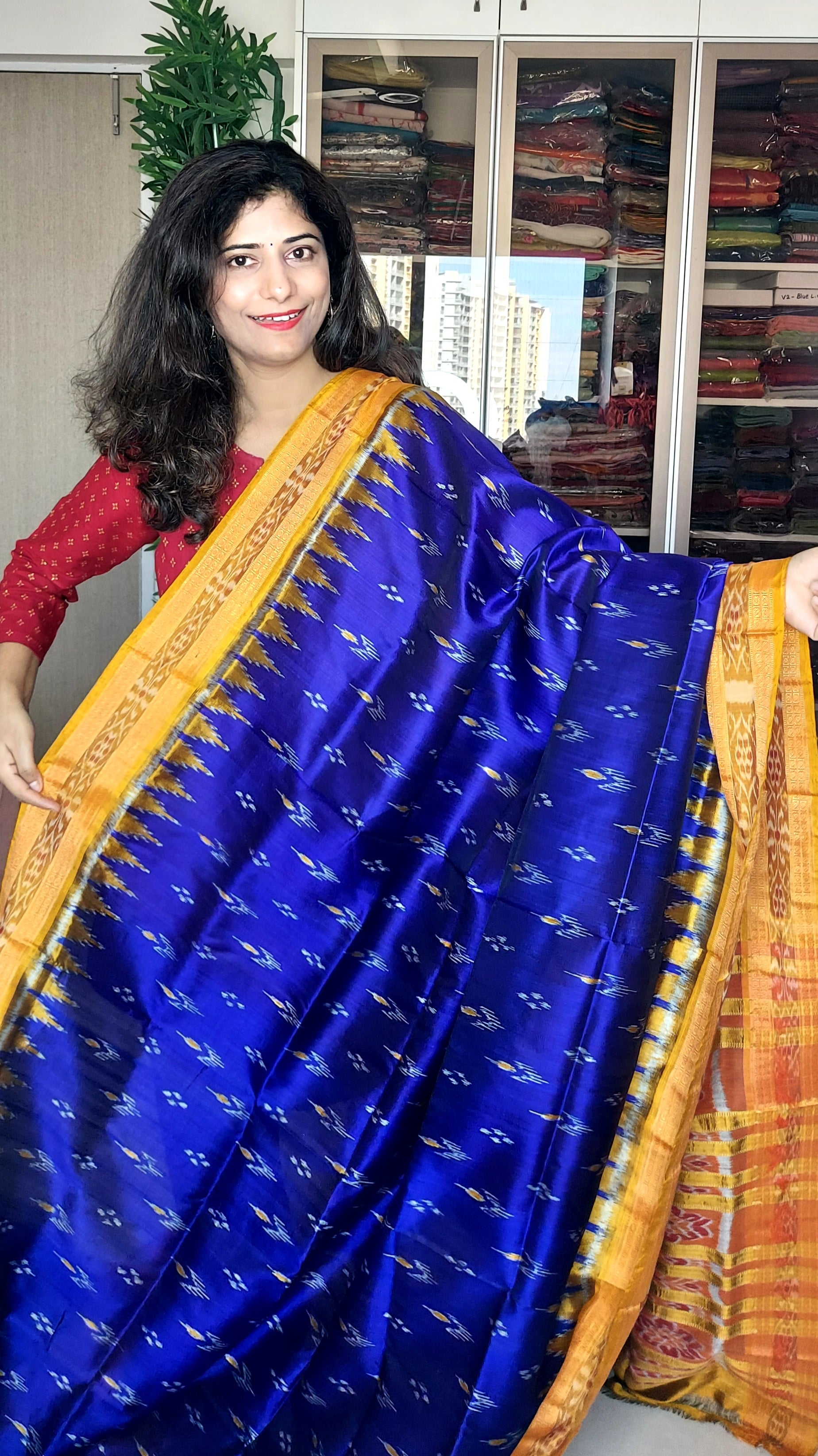 Odisha Ikkat Khandua Silk Saree - Mayura Chandrika- Royal Purple