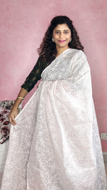 Load image into Gallery viewer, Kota Cotton Saree With Tepchi Chikankaari Work-Hint of Pink
