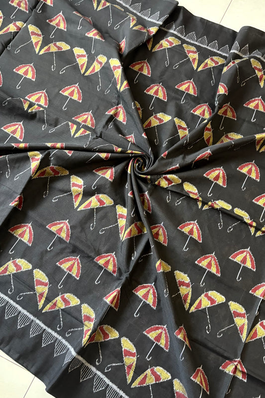 Exclusive Odisha Ikkat Khandua Cotton Saree - Black