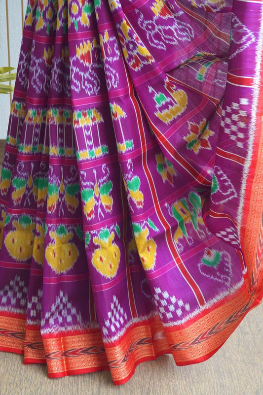 Nabakothi Khandua Pure Silk Saree: Purple