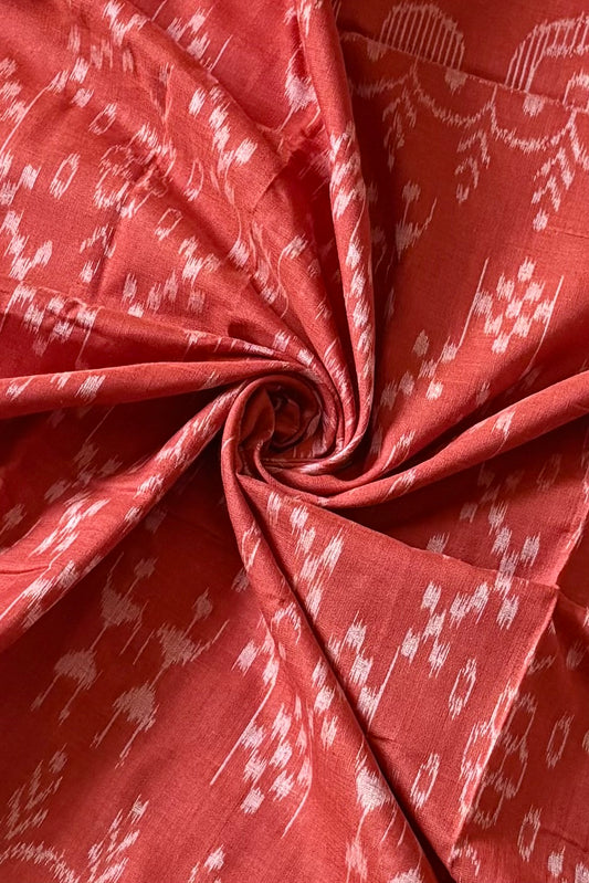 Odisha Ikkat Khandua Cotton Saree- Rust