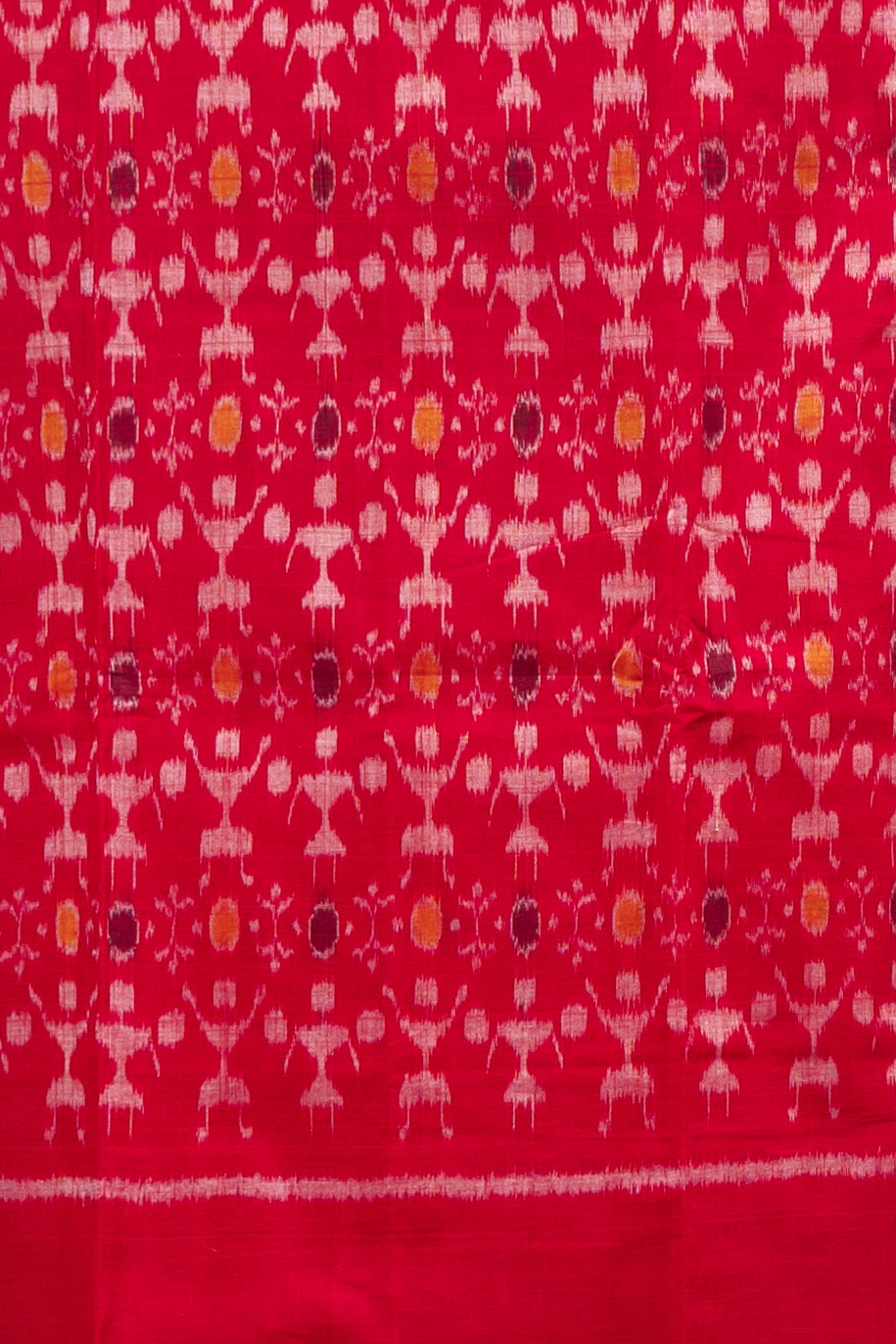 Pure Cotton Sambalpuri Ikkat 3 Piece Dress Material- Red