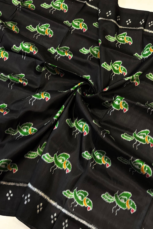 Exclusive Odisha Ikkat Pure Silk Saree- Black