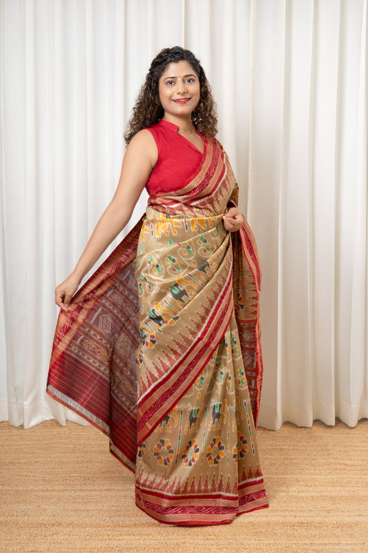 Exclusive Pure Khandua Silk Saree-Light Gold