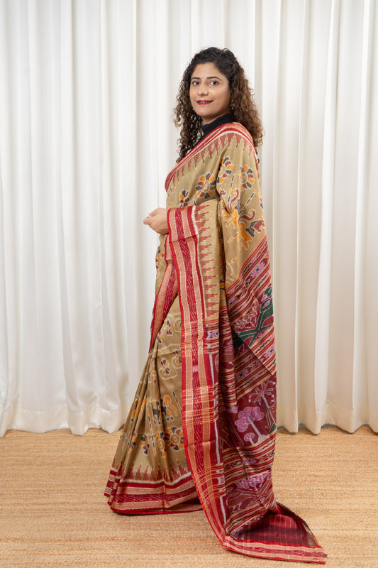 Exclusive Pure Khandua Silk Saree-Light Gold